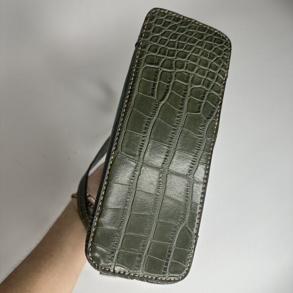 Vintage Tommy Hilfiger Mini Handbag Purse Croc Embossed Faux Leather Y2K Green - Picture 6 of 16
